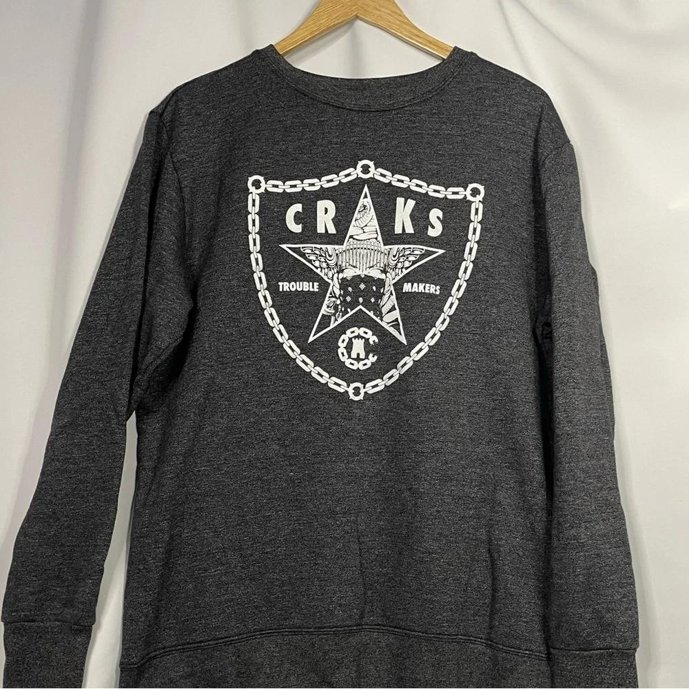 Crooks & Castles heather grey crew neck graphic sweatshirt sz XL